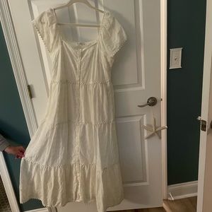 White eyelet ruffled maxi dress